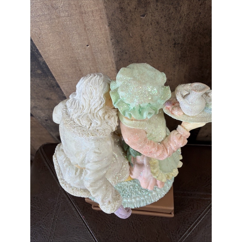 VTG 1990s Sears Pastel Santa Claus Figurine Mrs Claus Dog Resin Glitter W/‎ Box - Picture 10 of 16